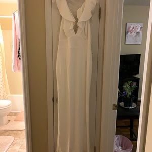 Plunging ruffle v-neck wedding gown